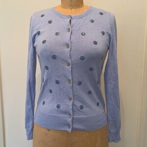 Light Blue Cardigan with Sequin Polka Dots